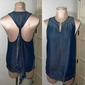 Diesel Made in Italy Blue Chambray Denim Sleeveless Top Sz L